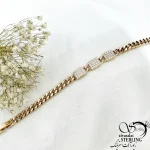 دستبند ژوپینگ کارتیر زنجیری با نگین مربع اتمی کد 21078