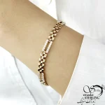 دستبند ژوپینگ زنانه مجلسی مستطیلی نگین دار کد 21085 - Image 2
