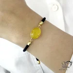 دستبند عقیق زرد(شرف الشمس) با بند آسانسوری کد 21111 - Image 2