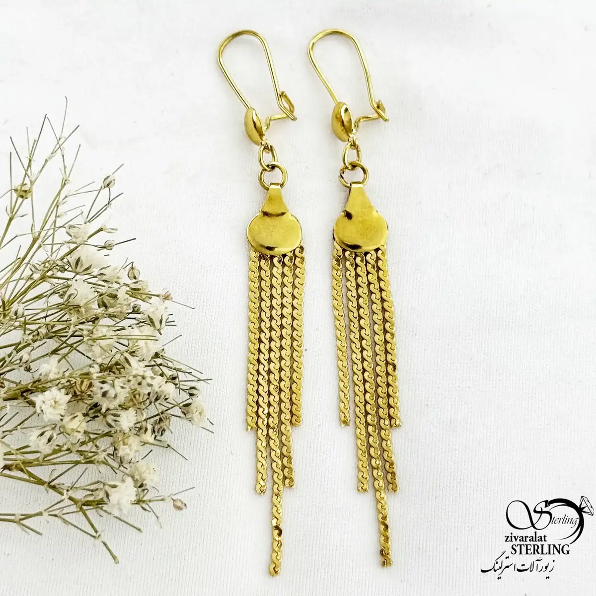 گوشواره آویز طرح طلا کد 21114