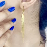 گوشواره مشابه طلا آویز ریش دار کد 21115 - Image 2