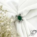 انگشتر نقره عقیق سبز طرح طلا کد 21361
