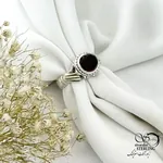 انگشتر نقره ایتالیایی سنگ عقیق کله قندی با رکاب دست و دلبر کد 21381