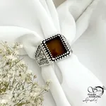 انگشتر مردانه سنگ شرف الشمس (نقره) کد 21433