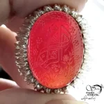 انگشتر دست ساز نقره با سنگ عقیق(یا فاطمه الزهرا) کد 21450 - Image 2