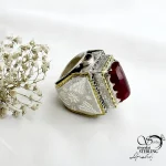 انگشتر نقره درشت با عیار925 سنگ یاقوت سرخ کد 21453 - Image 3