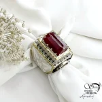 انگشتر نقره درشت با عیار925 سنگ یاقوت سرخ کد 21453 - Image 2
