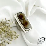 انگشتر نقره با سنگ باباقوری 2کوهانه و رکاب مسافر کد 21454