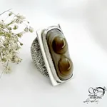 انگشتر نقره با سنگ باباقوری 2کوهانه و رکاب مسافر کد 21454 - Image 2