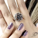 انگشتر نقره زنانه سنگ اونیکس جواهری 925عیار کد 21459 - Image 2