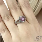 انگشتر زنانه یاقوت سرخ رکاب سیاه قلم نقره ساخت ایتالیا کد 21462 - Image 2
