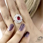 انگشتر جواهری طرح یاقوت با نقره 925 ساخت ایتالیا کد 21466 - Image 2