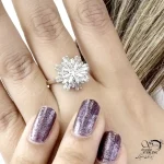 انگشتر نقره طرح گل جواهری عیار 925 کد 21482 - Image 2