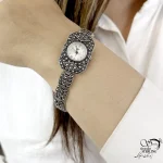 ساعت زنانه سیاه قلم نقره با عیار925 کد 21483 - Image 2