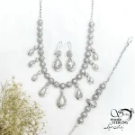 سرویس نقره آویز اشکی طرح تراش نقره 925 ایتالیایی کد 21494