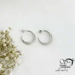گوشواره 925 عیار مدل حلقه چند لاین کد 21513