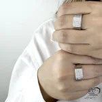 حلقه ست نگین دار بغل خطی نقره ساخت ایتالیا کد 21515 - Image 2