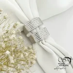 حلقه ست نگین دار بغل خطی نقره ساخت ایتالیا کد 21515