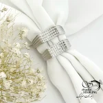 حلقه ست طرح کلاسیک نگین چهار ردیفه نقره 925 کد 21516