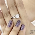 انگشتر نقره زنانه تک نگین دو لاین ساخت ایتالیا کد 21519 - Image 2