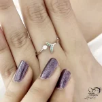 انگشتر مینیمال دم وال با نگین سبز 925 عیار کد 21537