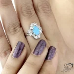 انگشتر جواهری فیروزه زنانه عیار 925 کد 21555 - Image 2