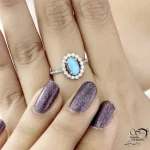 انگشتر فیروزه زنانه رکاب ساخت ایتالیا کد 21557 - Image 2