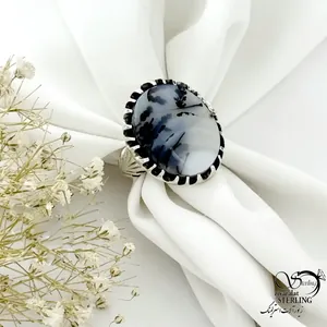 انگشتر مردانه سنگ عقیق شجر ساخت ایتالیا کد 21565