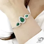 دستبند نقره طرح اشکی با سنگ مالاکیت ساخت ایتالیا کد 21569 - تصویر 2