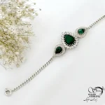 دستبند نقره طرح اشکی با سنگ مالاکیت ساخت ایتالیا کد 21569