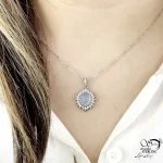گردنبند زنانه عقیق یمن کبود 925عیار کد 21574 - Image 2