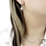 نیمست نقره طرح پرنده جواهری عیار 925 کد 21617