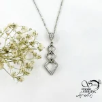 گردنبند مدل لوزی با نگین اتمی نقره ساخت ایتالیا کد 21618