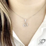 گردنبند قلب دو قلو با نگین اتمی نقره ساخت ایتالیا کد 21622