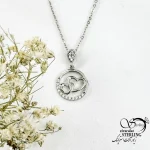 گردنبند قلب دو قلو با نگین اتمی نقره ساخت ایتالیا کد 21622