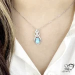 گردنبند زنانه فیروزه طرح مدرن با نگین اتمی نقره ایتالیایی کد 21633