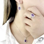سرویس نقره جواهری 925 عیار سنگ آماتیست کد 21638