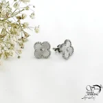 گوشواره میخی ونکلیف سفید استیل کد 21694