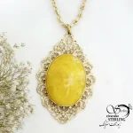 گردنبند مجلسی با سنگ عقیق زرد مشابه طلا کد 21708