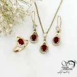 سرویس طلاروس مجلسی سنگ طرح یاقوت سرخ کد 21722