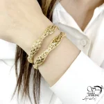 النگو طلاروس طرح حصیری موج دار با پهنای 10میل کد 21754 - Image 2