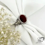 انگشتر 925 عیار نقره مردانه با سنگ عقیق کد 21757