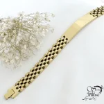 دستبند رولکس طلایی پلاک دار استیل کد 21795