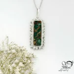 گردنبند نقره عیار 925 زنانه با سنگ فیروزه مستطیلی کد 21827