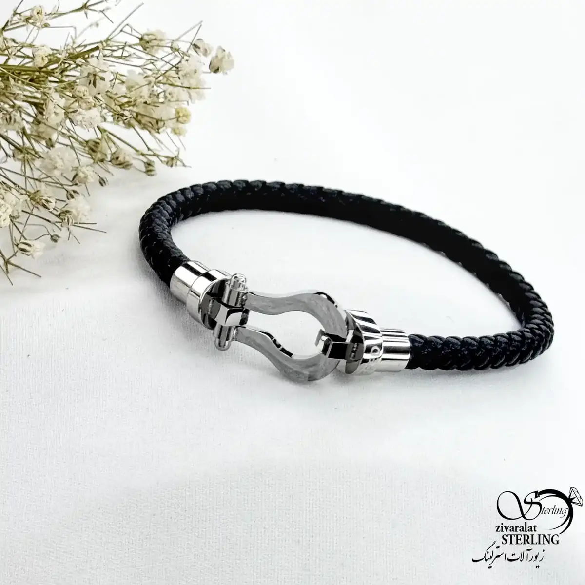 دستبند استیل اهم (چرمی) کد 21844