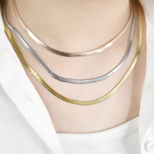گردنبند استیل سه لاین طرح طلا کد 6655