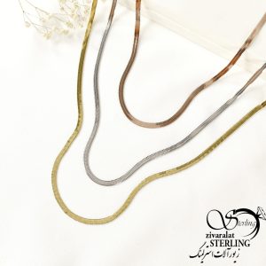گردنبند استیل سه لاین طرح طلا کد 6655