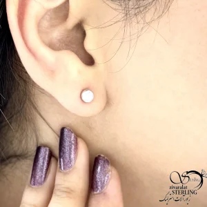 گوشواره نقره تک نگین طرح طلا کد 21157