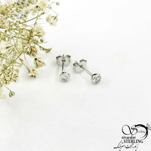 گوشواره نقره تک نگین طرح طلا کد 21157