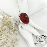 انگشتر عقیق چشم دار با رکاب نقره 925 عیار کد 21855